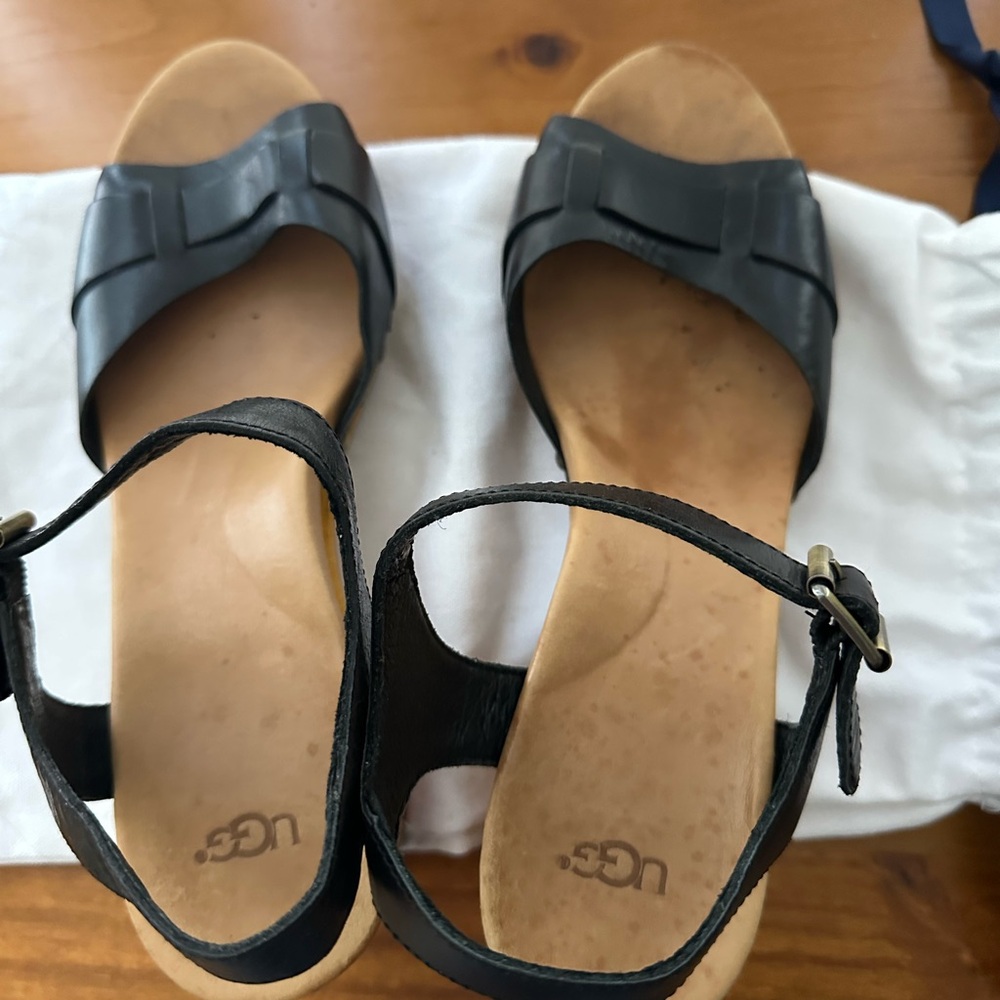 UGG Black Comfort Sandals with Ankle Strap